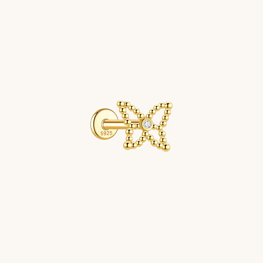 Gold-plated 925 sterling silver Lacewing Flatback Earring 8mm