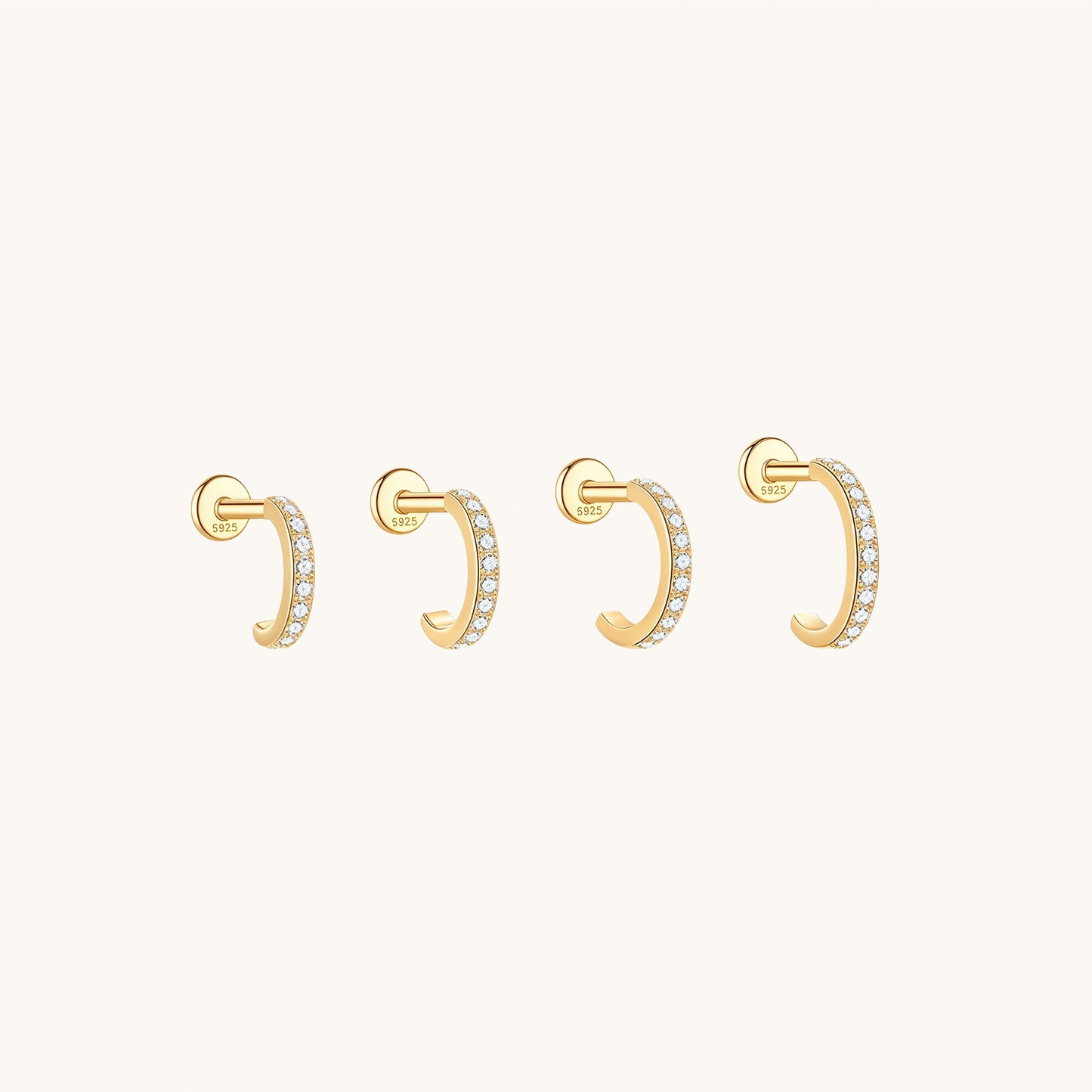 CZ Pavé Huggie Flatback Earring