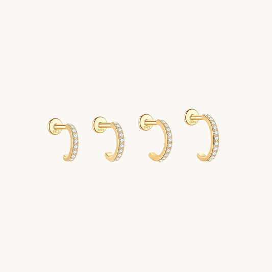 CZ Pavé Huggie Flatback Earring