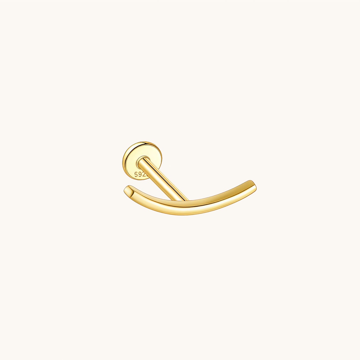 Gold-plated 925 sterling silver Crescent Bar Flatback Earring 8mm