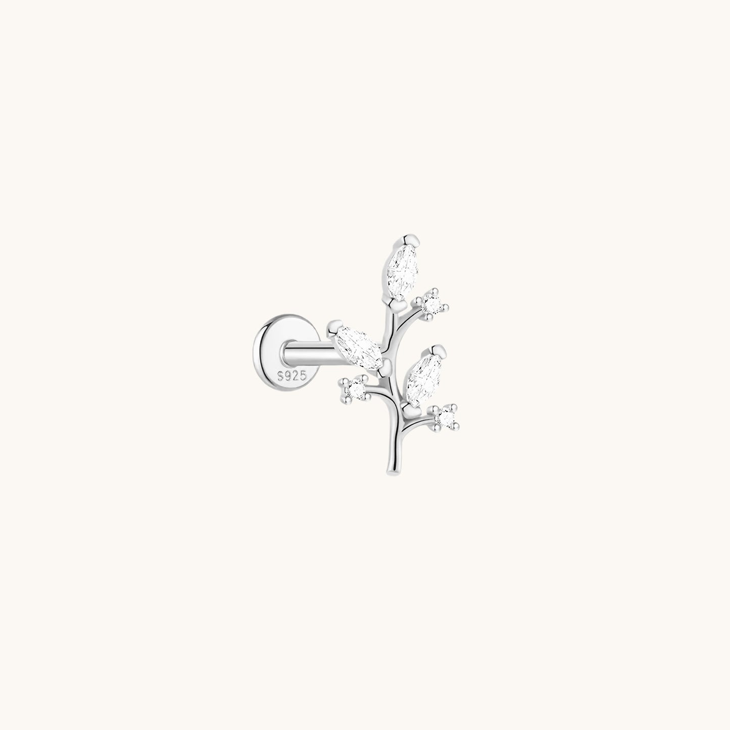 Gold-plated 925 sterling silver Golden Jade Leaf Flatback Earring Silver