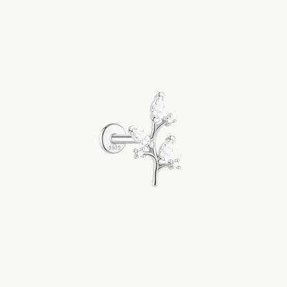 Gold-plated 925 sterling silver Golden Jade Leaf Flatback Earring Silver