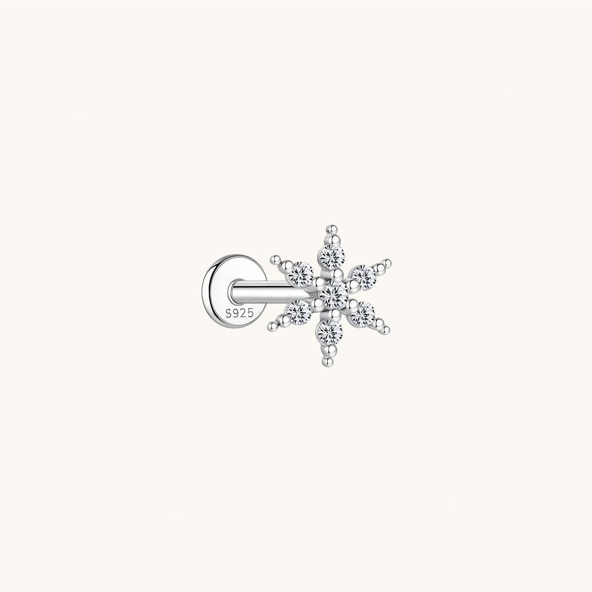 Gold-plated 925 sterling silver Icy Bloom Flatback Earring Silver