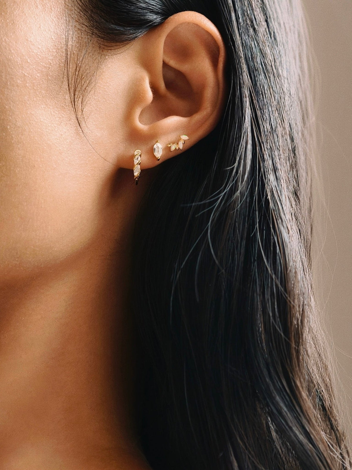 Gold-plated 925 sterling silver Venom Twist CZ Hoop Earrings