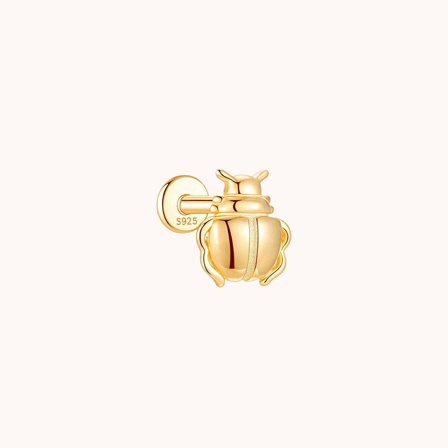 Gold-plated 925 sterling silver Gilded Carapace Flatback Earring 8mm