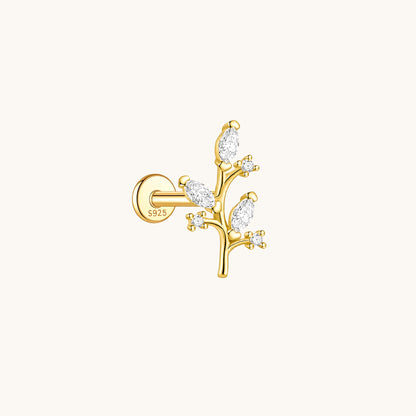 Gold-plated 925 sterling silver Golden Jade Leaf Flatback Earring Gold