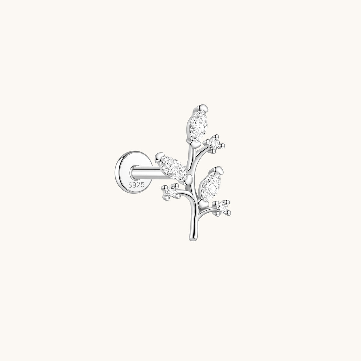 Gold-plated 925 sterling silver Golden Jade Leaf Flatback Earring Silver