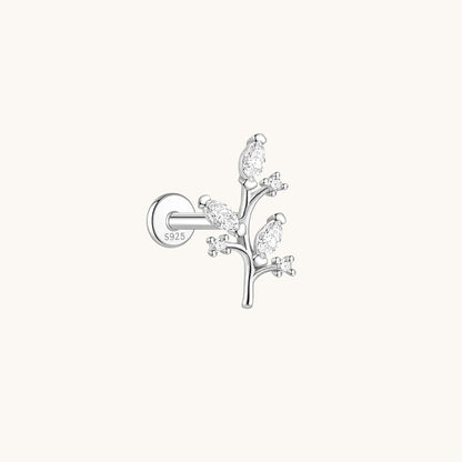 Gold-plated 925 sterling silver Golden Jade Leaf Flatback Earring Silver