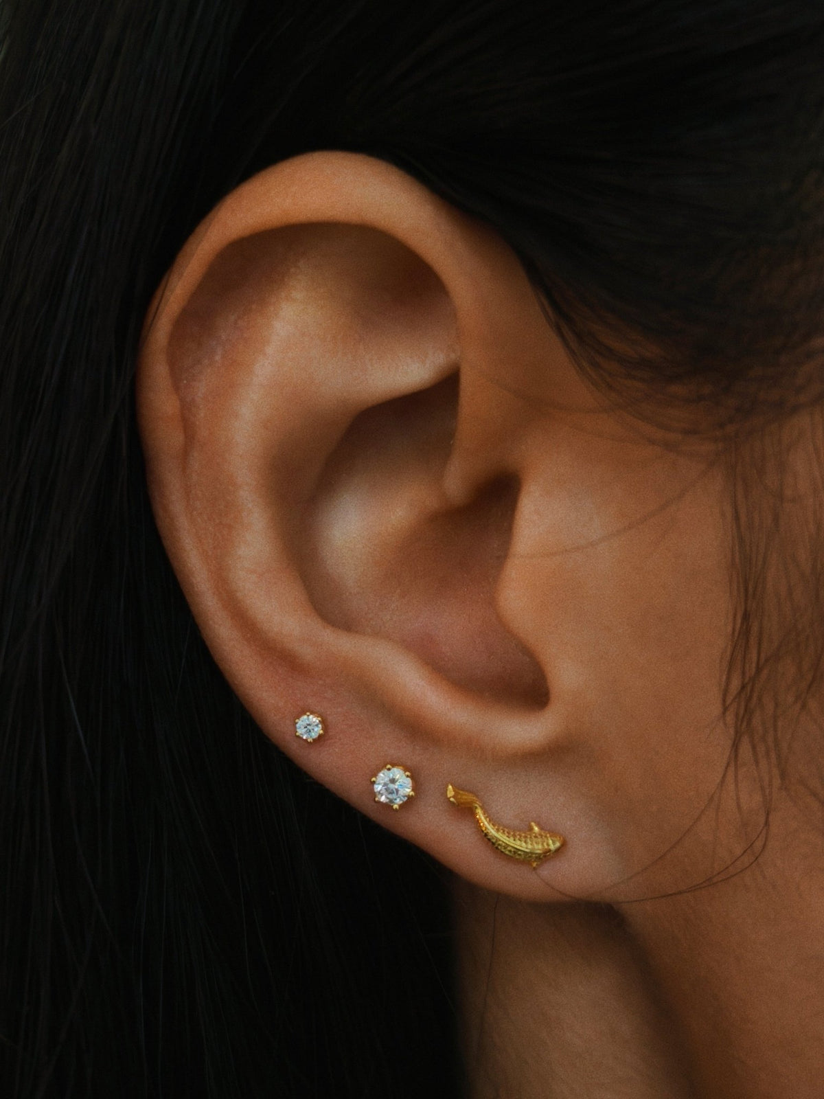 Gold-plated 925 sterling silver Koi Spectrum Flatback Earring