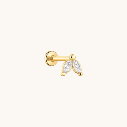 Gold-plated 925 sterling silver Leaves Flatback Earring Gold