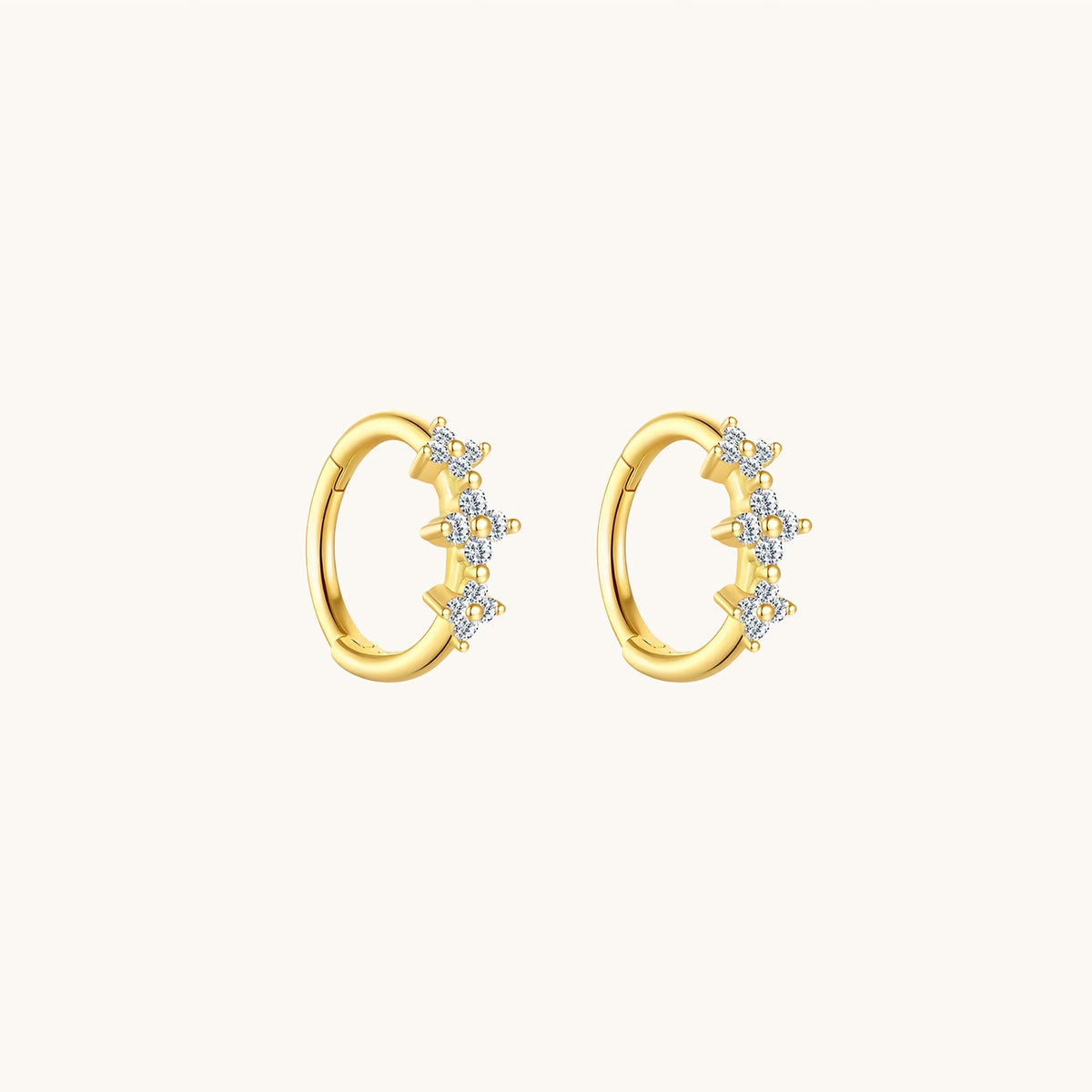 Gold-plated 925 sterling silver Lucky Clover Bar Clicker Gold Pair