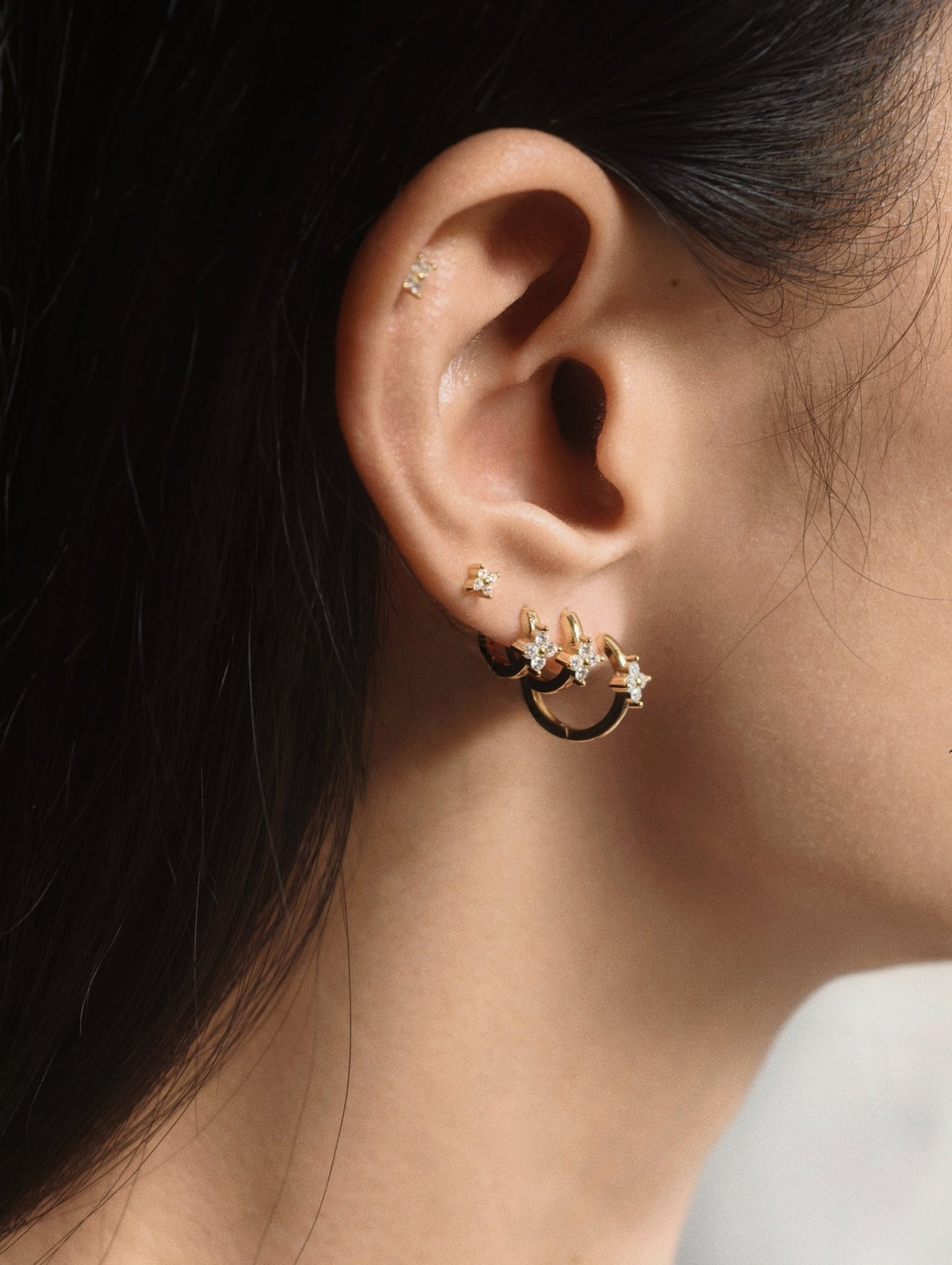 Gold-plated 925 sterling silver Lucky Clover Flatback Earring