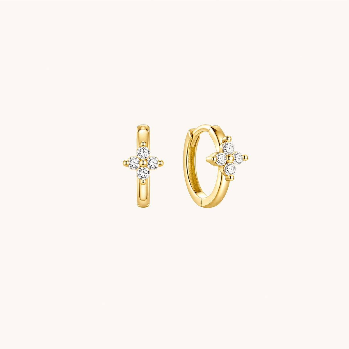 Gold-plated 925 sterling silver Lucky Clover Clicker Gold 8mm Pair