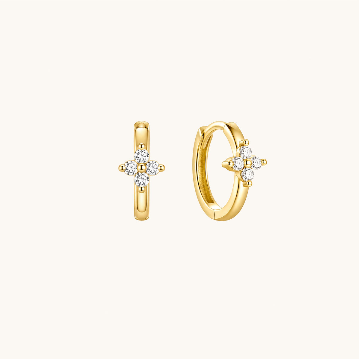 Gold-plated 925 sterling silver Lucky Clover Clicker Gold 10mm Pair