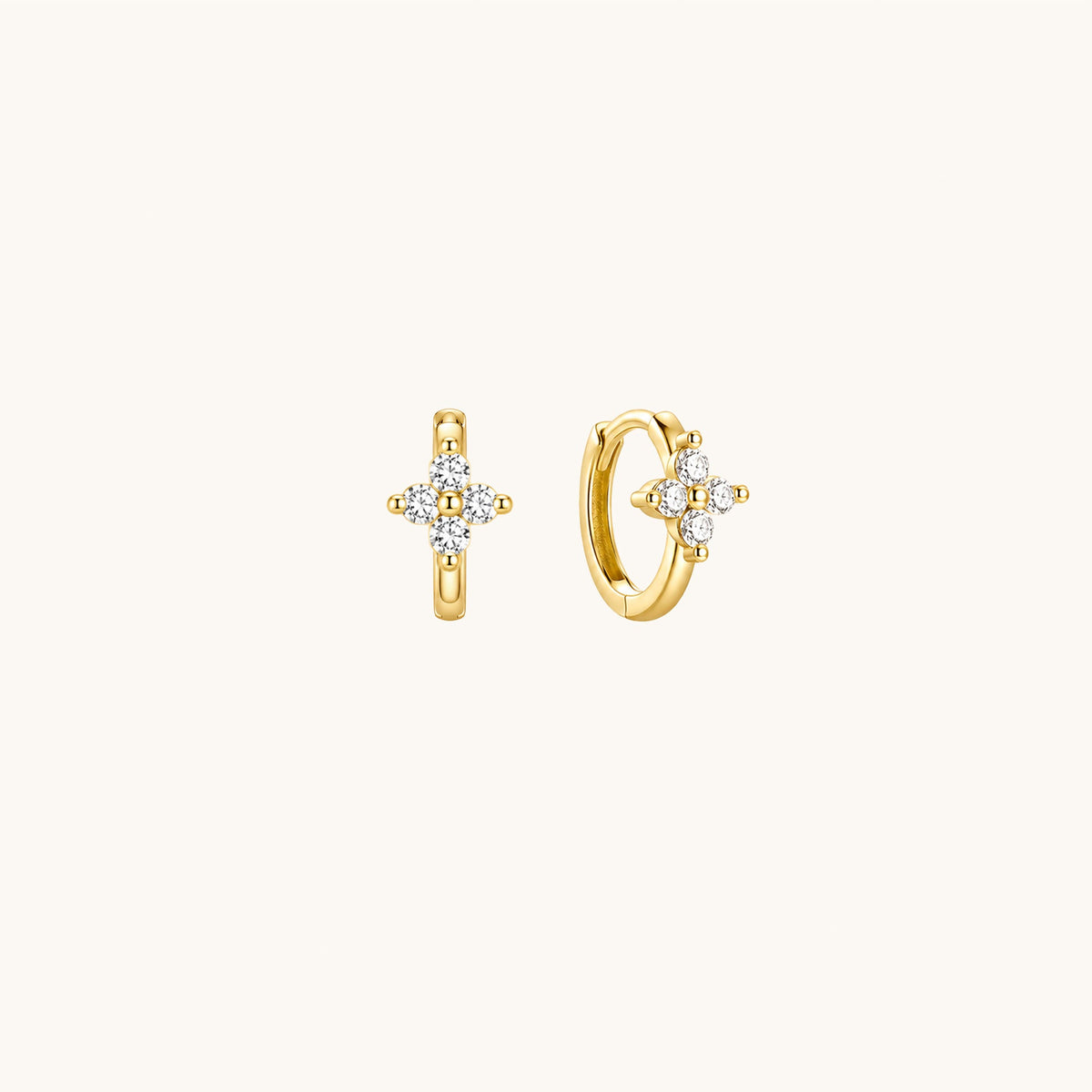 Gold-plated 925 sterling silver Lucky Clover Clicker Gold 6mm Pair