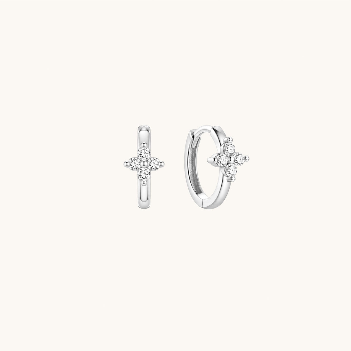 Gold-plated 925 sterling silver Lucky Clover Clicker Silver 8mm Pair