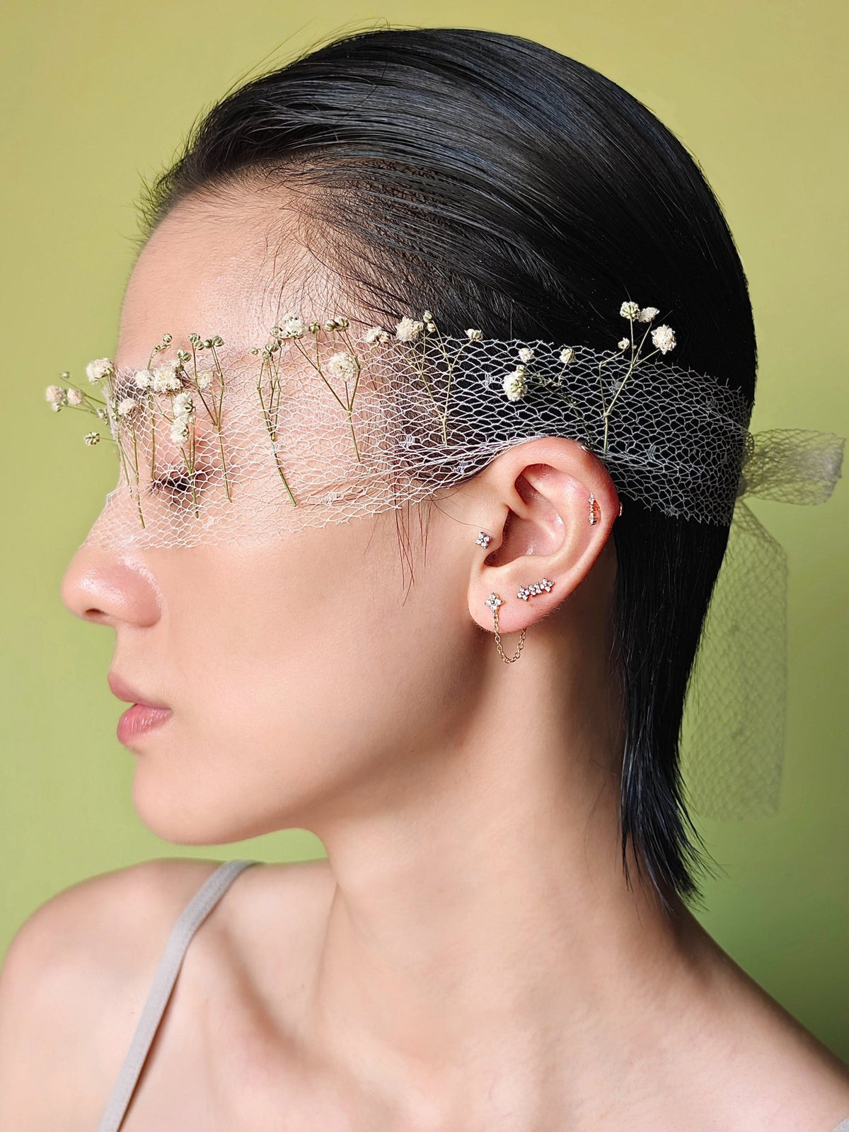 Gold-plated 925 sterling silver Floral Bar Flatback Earring