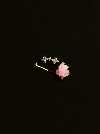 Gold-plated 925 sterling silver Lucky Clover Climb Flatback Earring