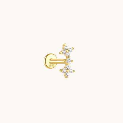 Gold-plated 925 sterling silver Lucky Clover Climb Flatback Earring Gold