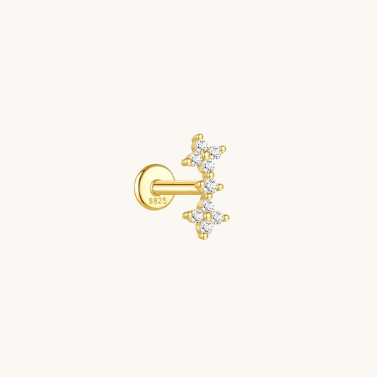 Gold-plated 925 sterling silver Lucky Clover Climb Flatback Earring Gold