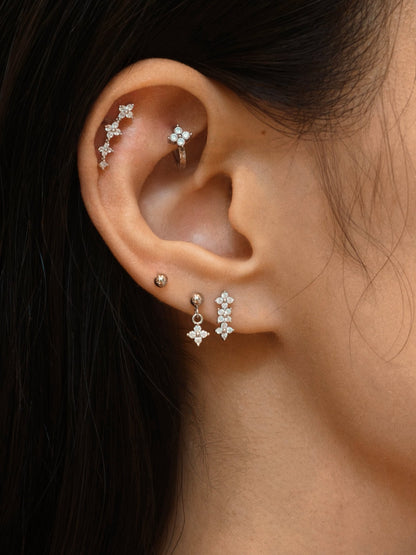 Gold-plated 925 sterling silver Floral Curve Flatback Earring