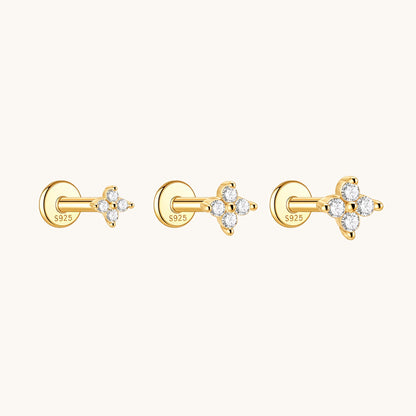Gold-plated 925 sterling silver Lucky Clover Flatback Earring