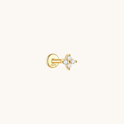Gold-plated 925 sterling silver Lucky Clover Flatback Earring Gold Classic