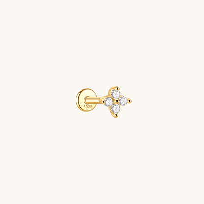Gold-plated 925 sterling silver Lucky Clover Flatback Earring Gold Grand