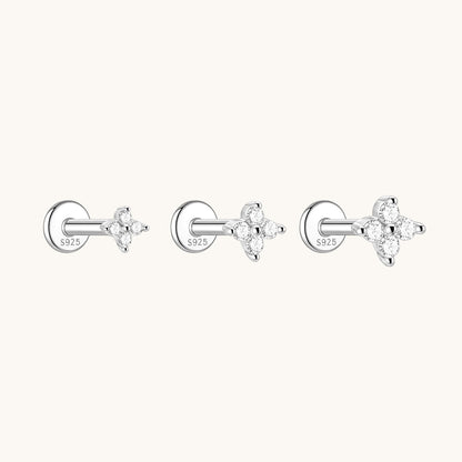 Gold-plated 925 sterling silver Lucky Clover Flatback Earring
