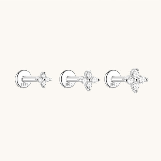 Gold-plated 925 sterling silver Lucky Clover Flatback Earring