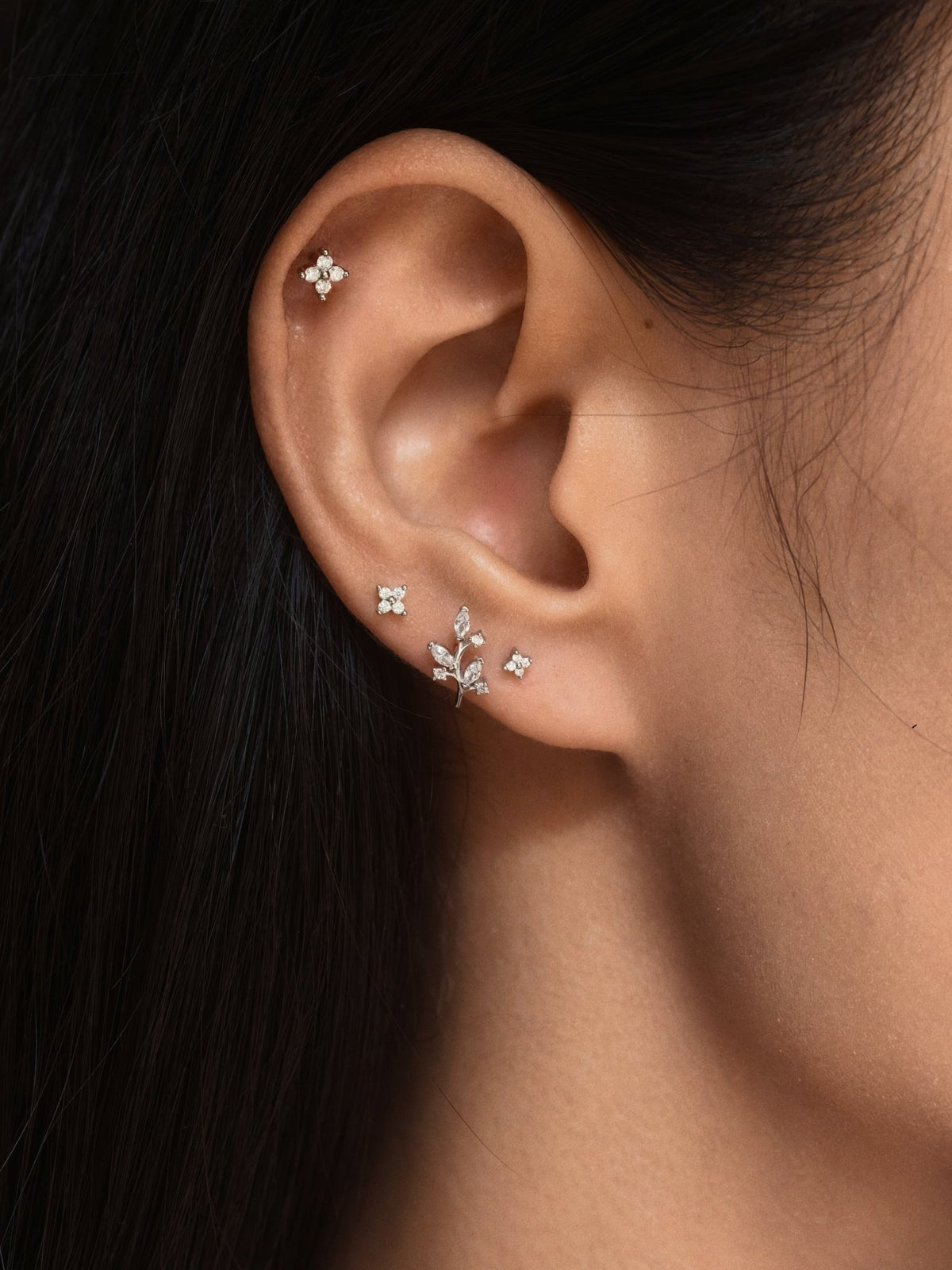 Gold-plated 925 sterling silver Golden Jade Leaf Flatback Earring