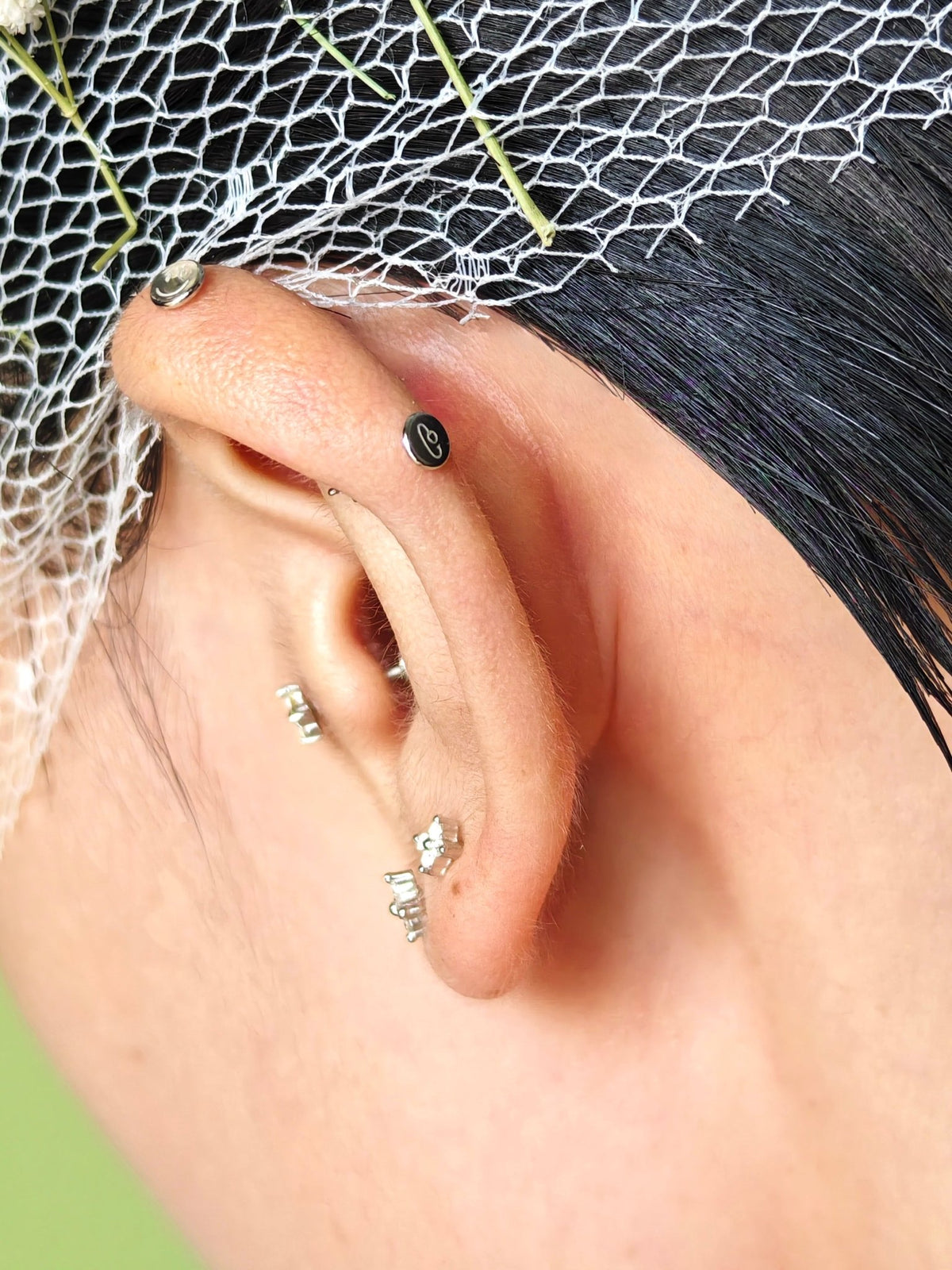 Gold-plated 925 sterling silver Lucky Clover Flatback Earring