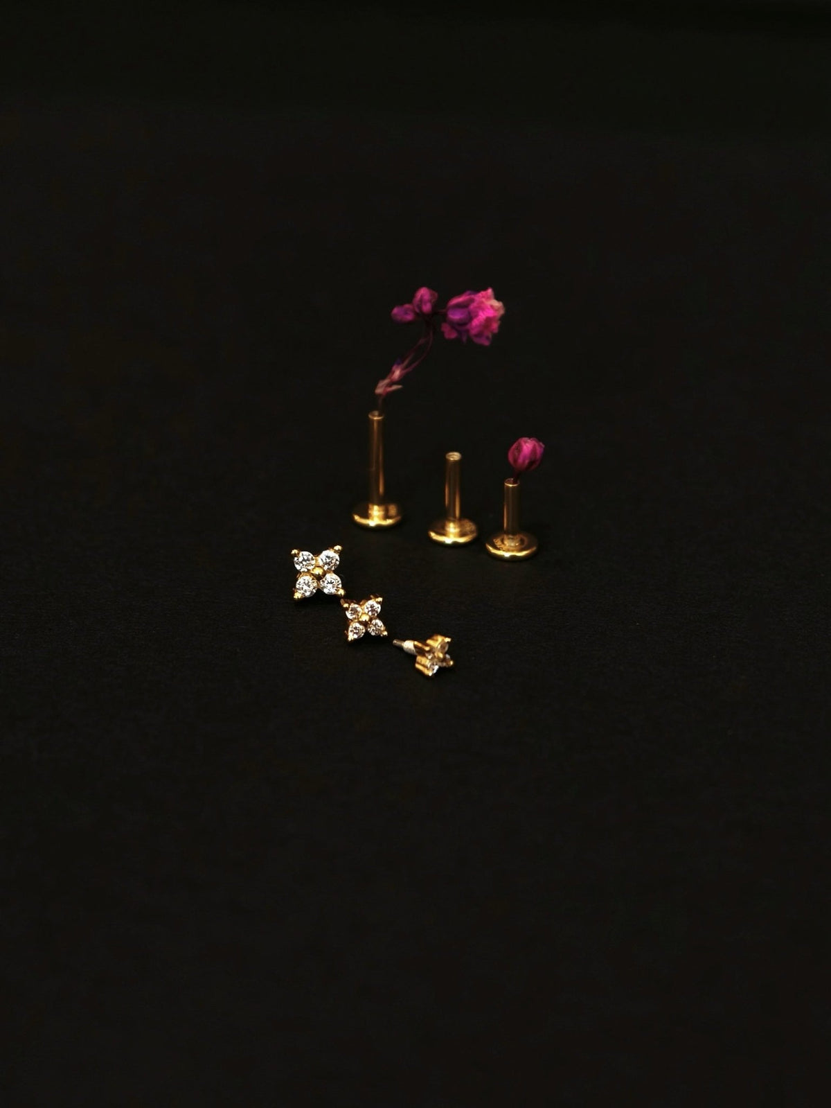 Gold-plated 925 sterling silver Lucky Clover Flatback Earring