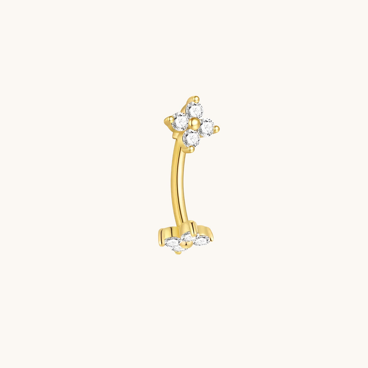 Gold-plated 925 sterling silver Lucky Clover Rook Earring Gold