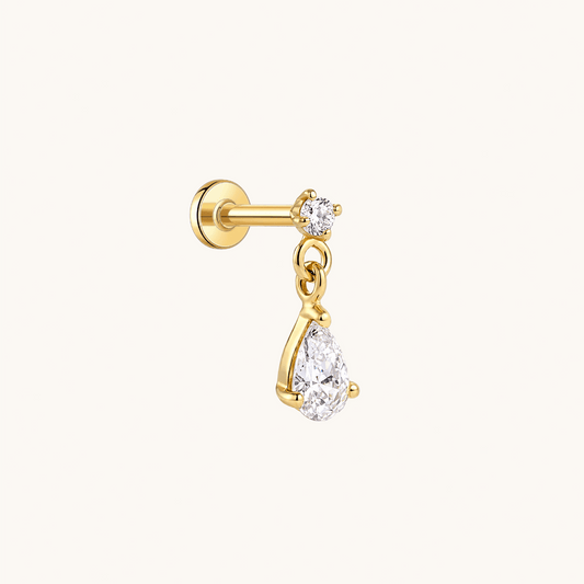 Gold-plated 925 sterling silver Lumi Drop Flatback Earring Gold