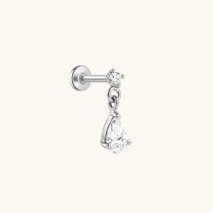 Gold-plated 925 sterling silver Lumi Drop Flatback Earring Silver