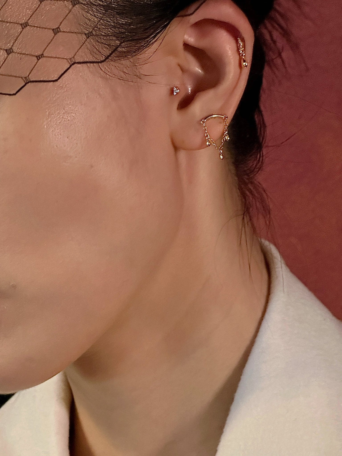 Gold-plated 925 sterling silver Marquise CZ Teardrop Dangle Flatback Earring