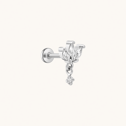 Gold-plated 925 sterling silver Marquise Dangle Flatback Earring Silver