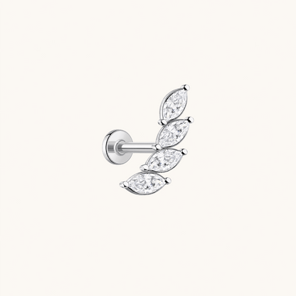 Gold-plated 925 sterling silver Marquise Laurel Flatback Earring Silver