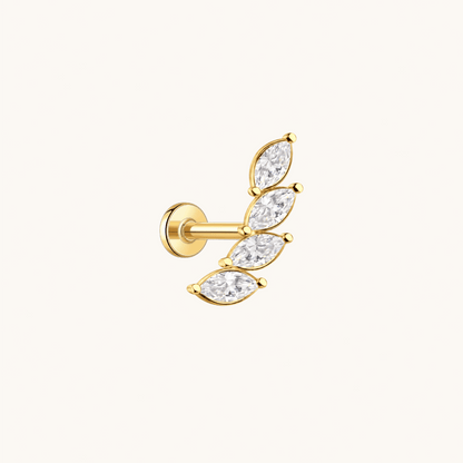 Gold-plated 925 sterling silver Marquise Laurel Flatback Earring Gold