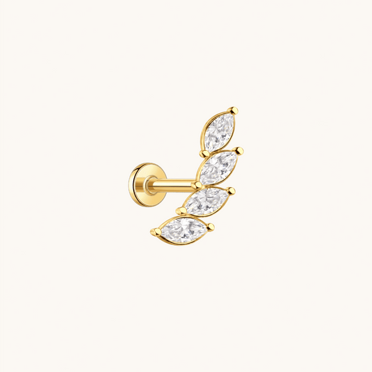 Gold-plated 925 sterling silver Marquise Laurel Flatback Earring Gold