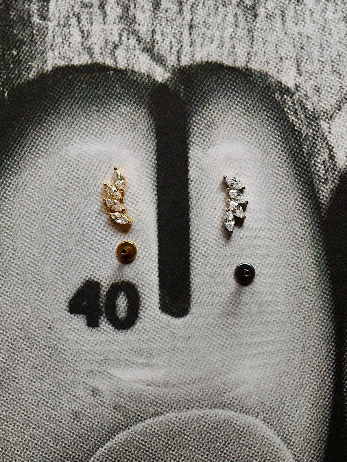 Gold-plated 925 sterling silver Marquise Laurel Flatback Earring