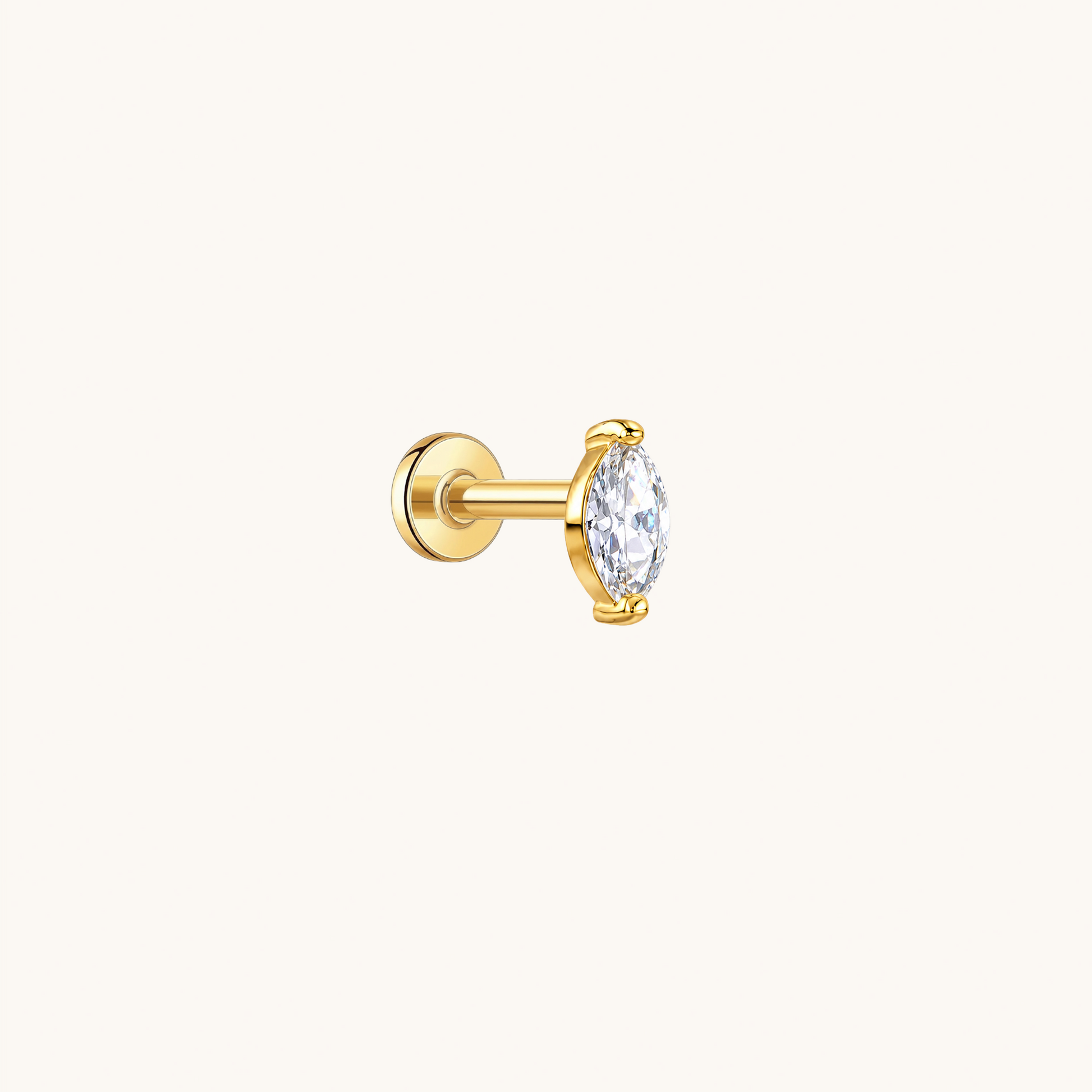 Gold-plated 925 sterling silver Olive Leaf Flatback Earring Gold