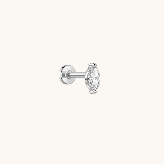 Gold-plated 925 sterling silver Olive Leaf Flatback Earring Silver