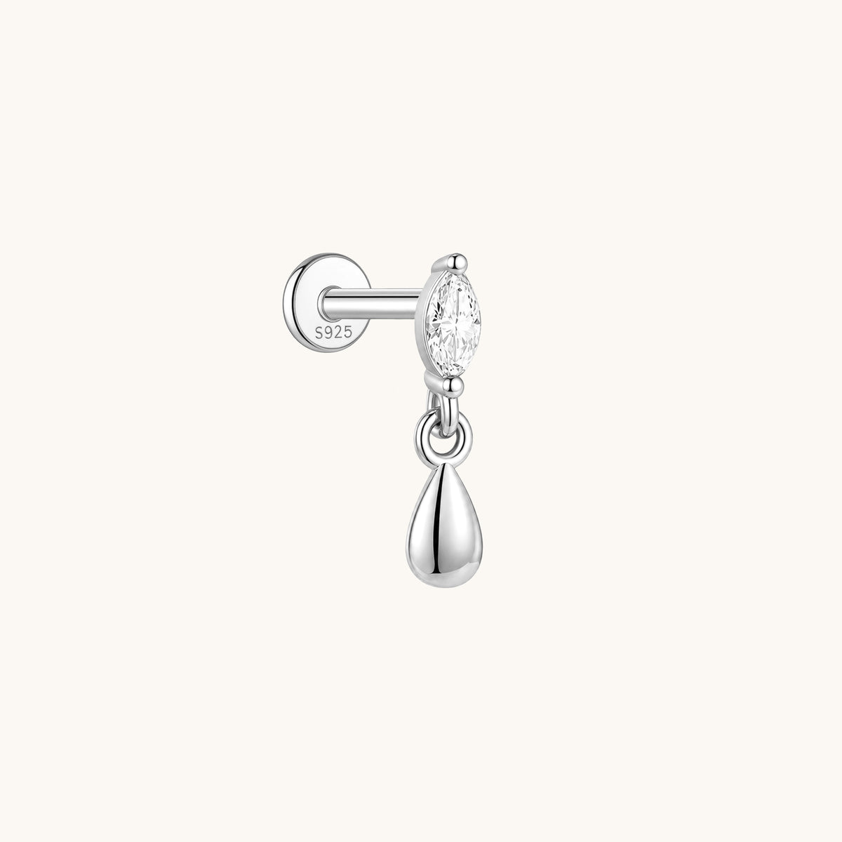 Marquise CZ Teardrop Dangle Flatback Earring