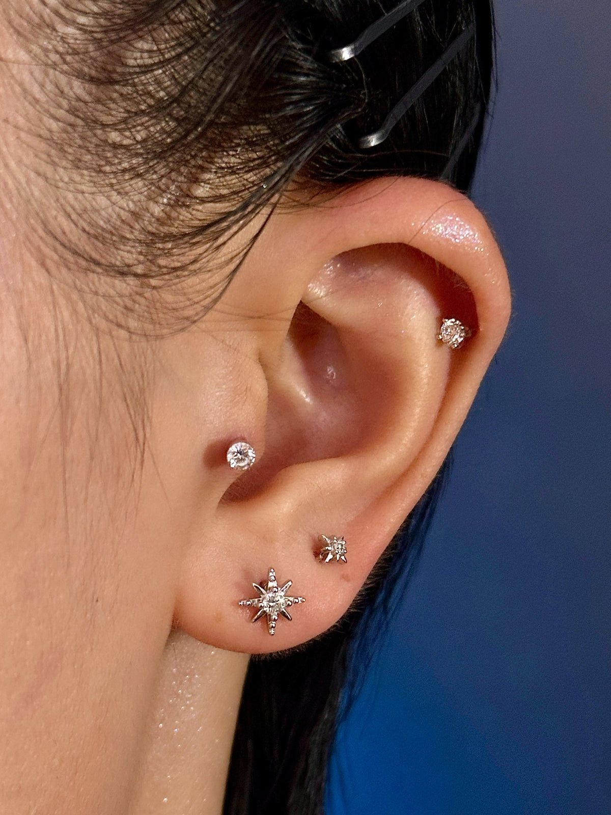Gold-plated 925 sterling silver Meridian Light Flatback Earring