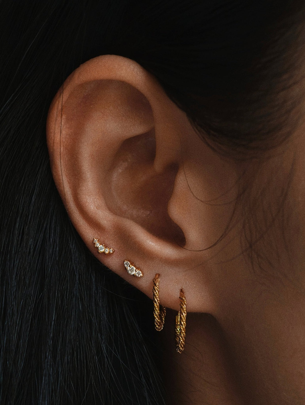 Gold-plated 925 sterling silver Beans Flatback Earring