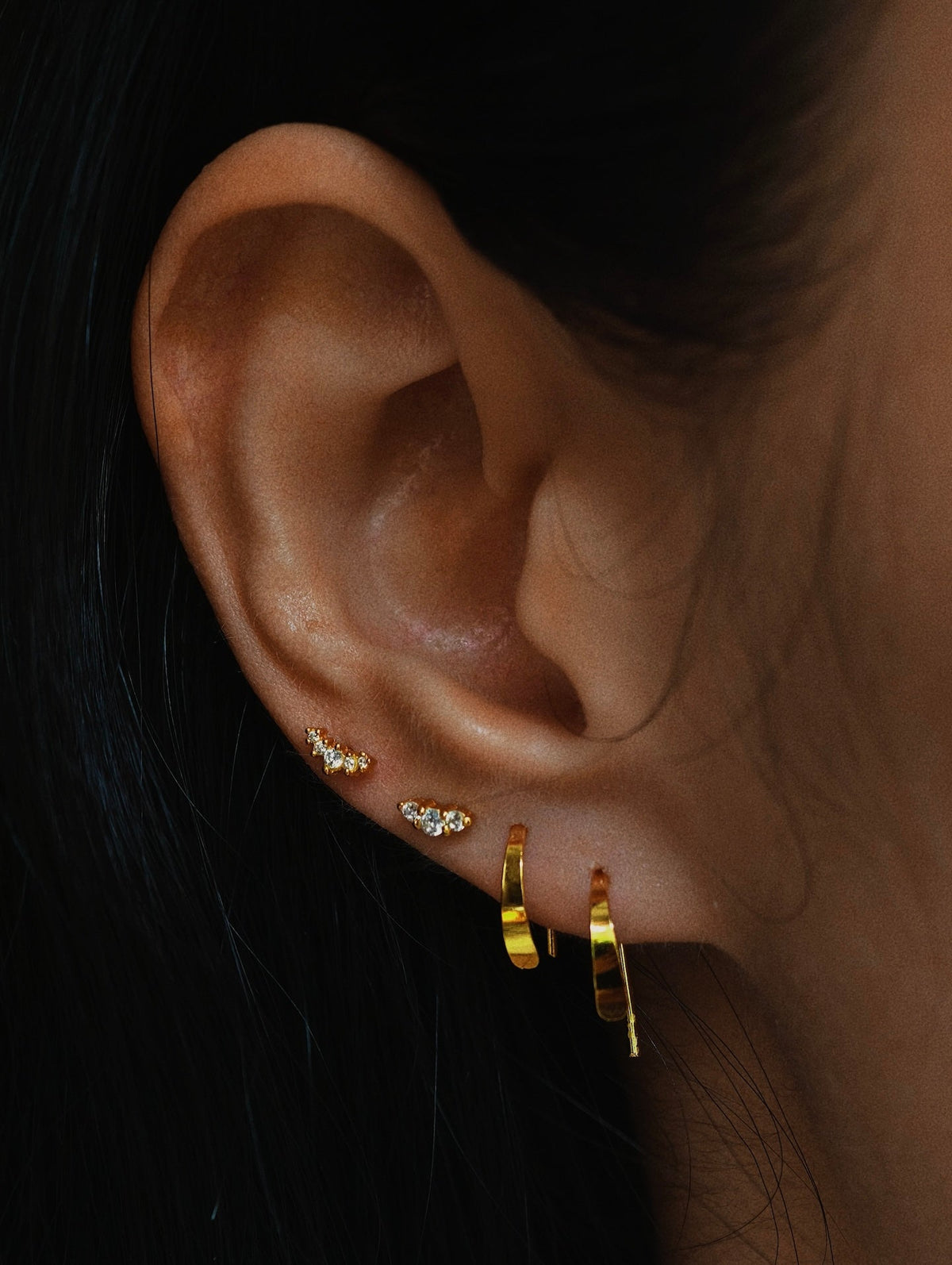 Gold-plated 925 sterling silver Beans Flatback Earring