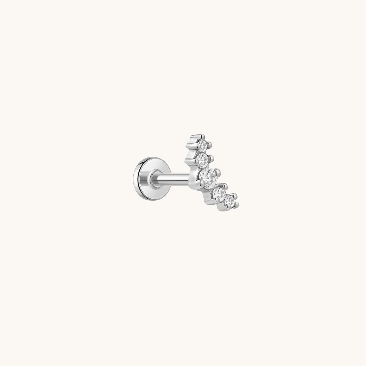 Gold-plated 925 sterling silver Mini Curve Flatback Earring Silver