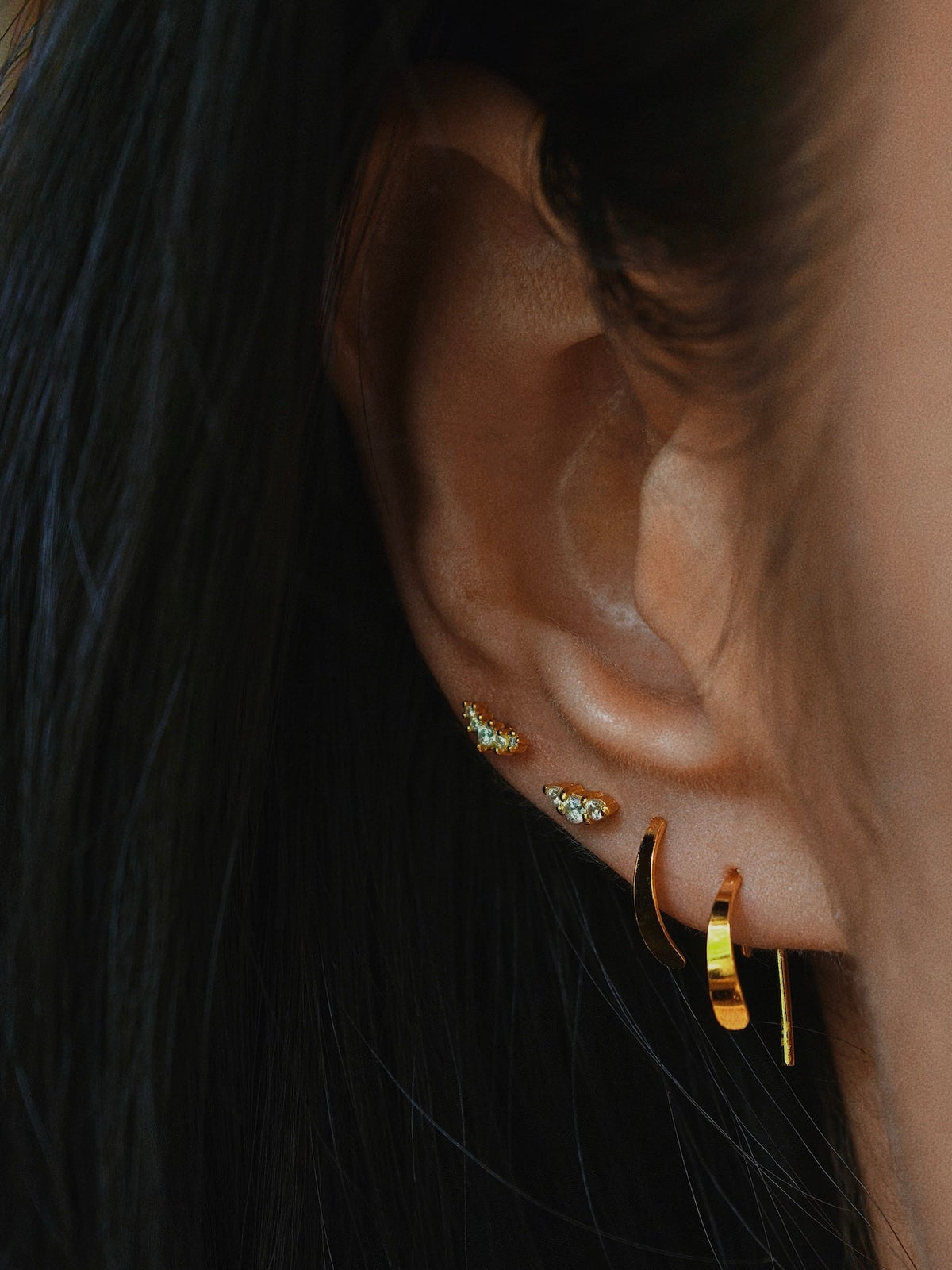 Gold-plated 925 sterling silver Beans Flatback Earring